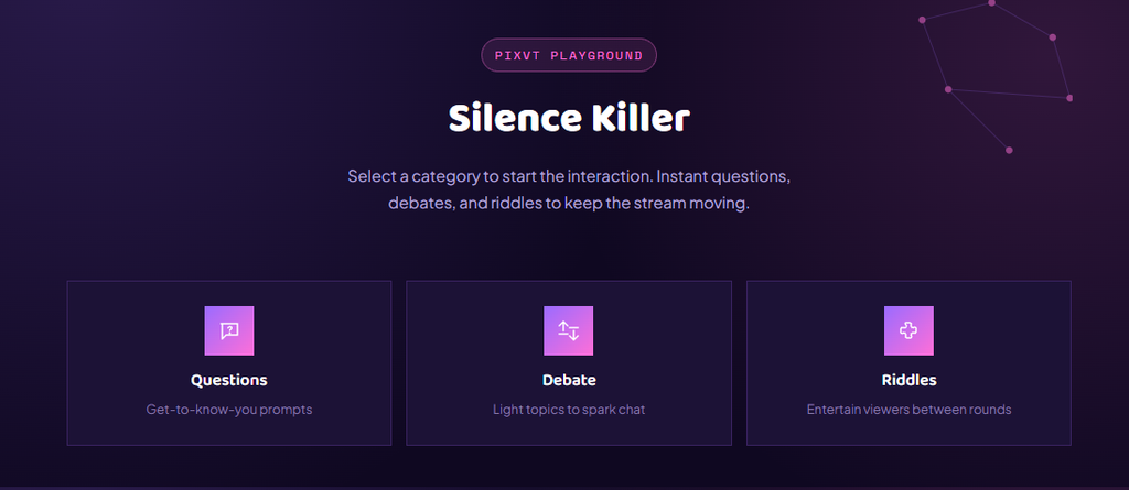 silence killer - Question and Discussion Generator for Streamers